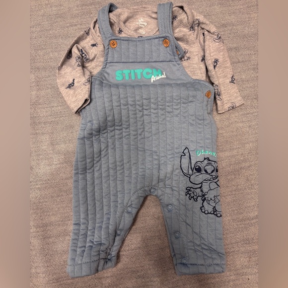 Disney | Matching Sets | Disney Lilo And Stitch Blue Overalls Set ...